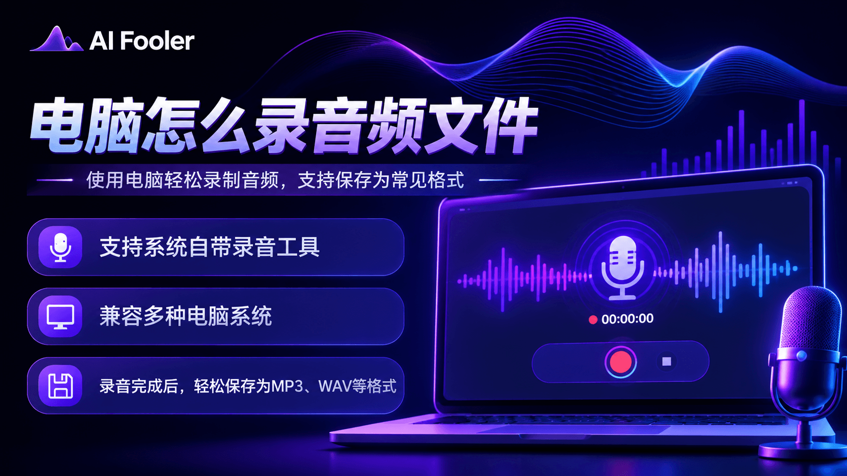 电脑怎么录音频文件?电脑录音全套教程